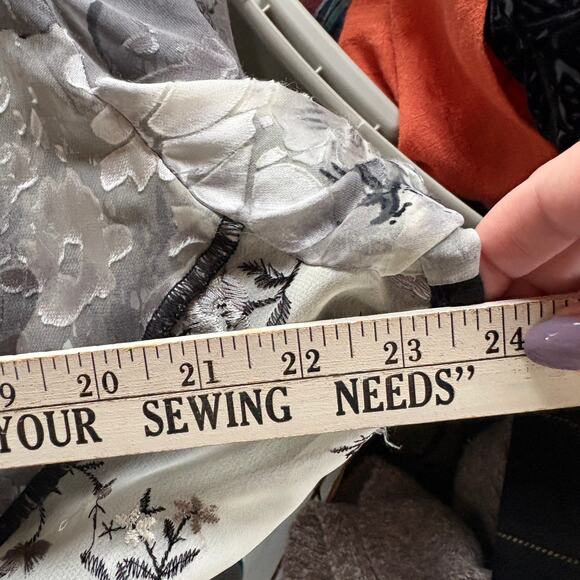 Vintage Whimsygoth Velvet Burnout Blouse Witchy Silk Blend Lace Fairy Goth XL - Picture 11 of 11